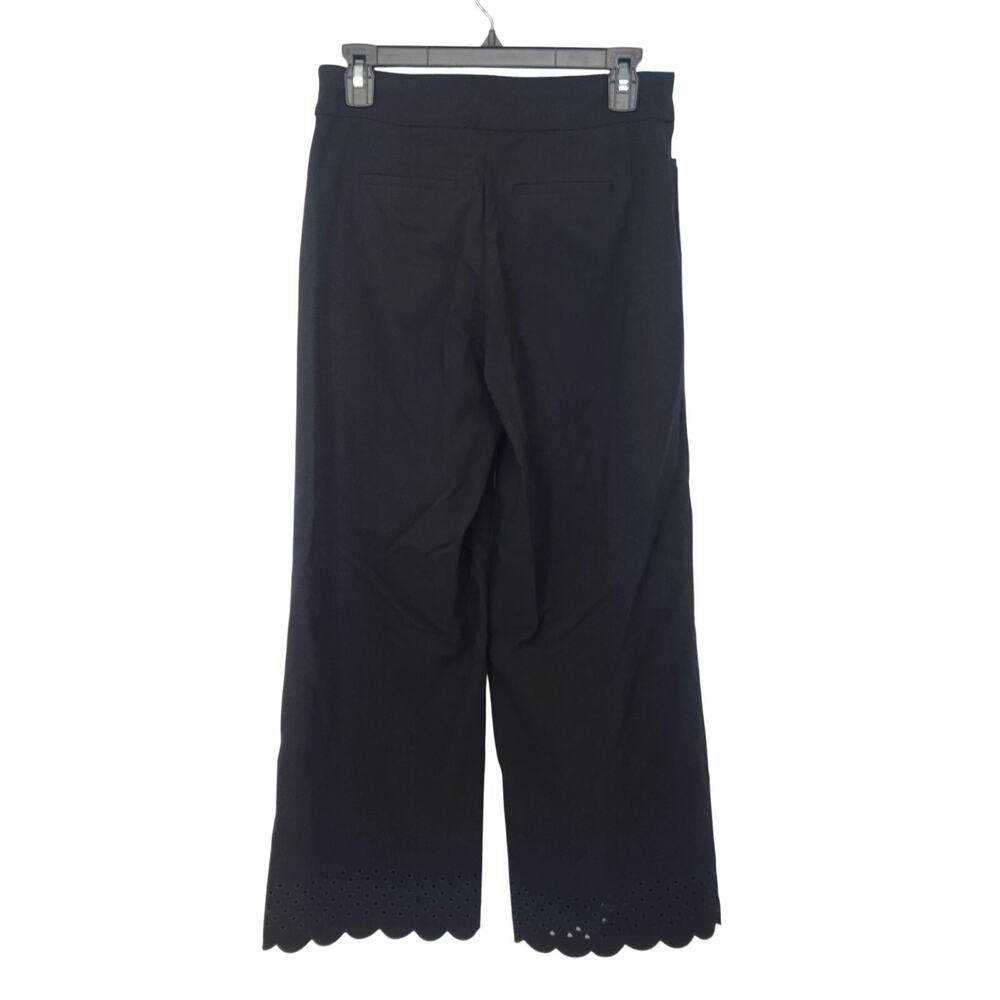 Chico's Black Pull on Eyelet Scallop Hem Cropped Wide Leg Pants Women OT-4 tall - Picture 2 of 11